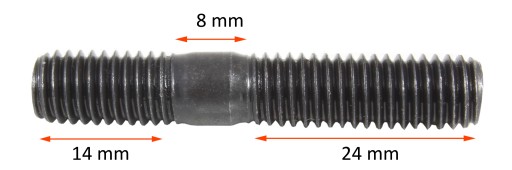 Śruba, szpilka M8 46 mm długości DIN835 M8x30 5szt