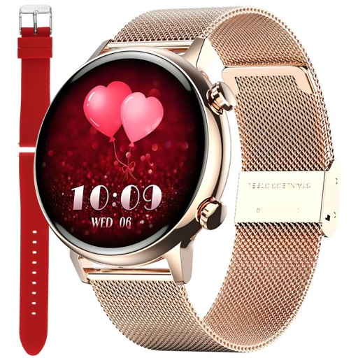 SMARTWATCH ENTER PL MENU RÓŻOWE ZŁOTO MESH + PASEK