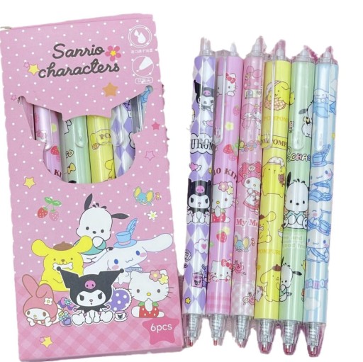 DŁUGOPISY DŁUGOPIS ŻELOWY 6 SZT KUROMI ANIME MY MELODY HELLO KITTY