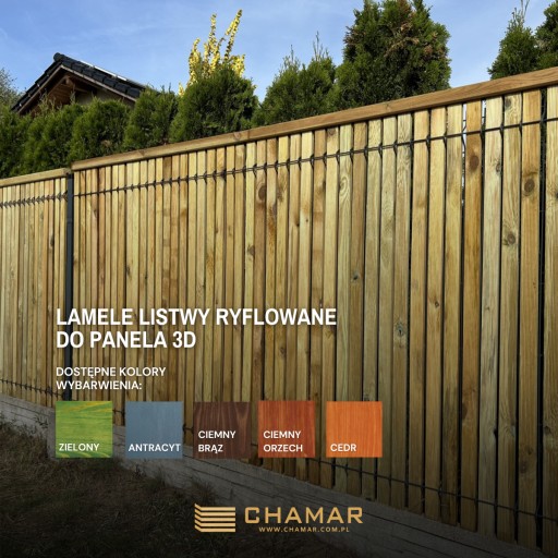 Ogrodzenie płot sztacheta mata panel 3d osłona do panela 3d taśma drewno