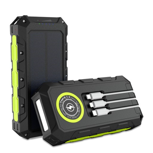 Powerbank solarny 30000mAh USB-C latarka kable 3A