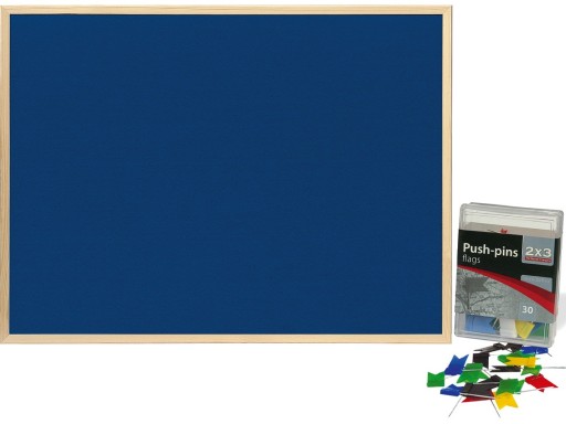 Tablica tekstylna filcowa 45x30 Niebieska ZESTAW