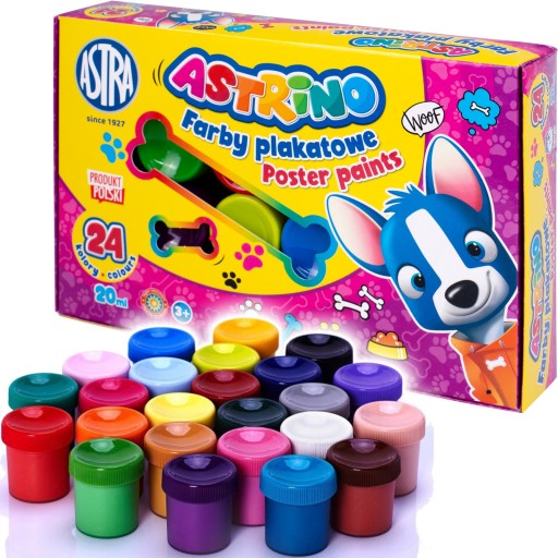 ASTRA Astrino FARBY PLAKATOWE 24 kolory x 20ml