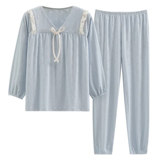 Satin Woman Pajamas Set Lace 2 Pieces Spring Autum