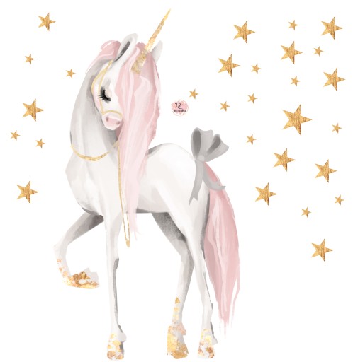 Jednorożec Pastelowy,unicorn-Naklejka na ścianę XL