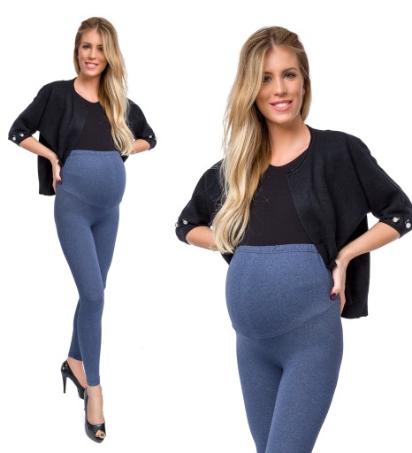 LEGGINSY CIĄŻOWE bawełniane getry z panelem ciążowym S/36