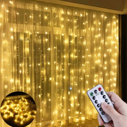 KURTYNA ŚWIETLNA LAMPKI 200LED PILOT GIRLANDA 3x2m