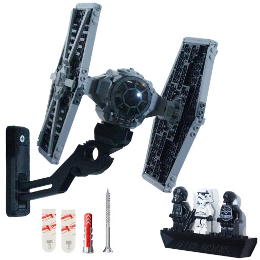 UCHWYT NA ŚCIANĘ NA ZESTAW IMPERIALNY MYŚLIWIEC TIE 75300 + NA MINIFIGURKI