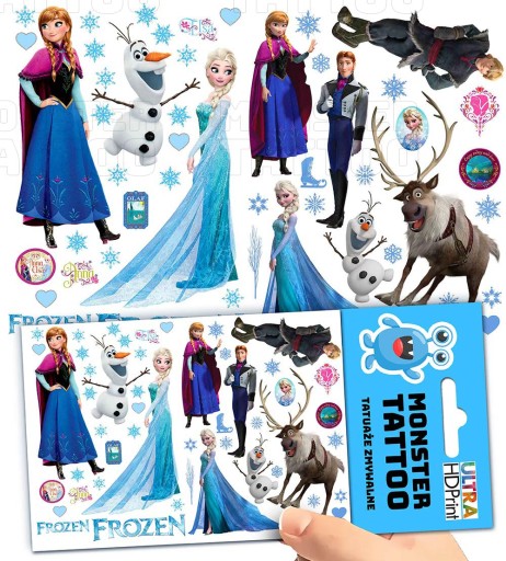 TATUAŻE ZMYWALNE TYMCZASOWE DLA DZIECI FROZEN KRAINA LODU WZORY ORYGINALNE