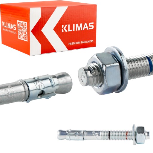 Kotwy do betonu stalowe M12 x 105 mm 50 szt. mechaniczne Klimas LE-ZN