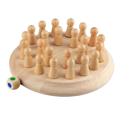 Wooden Memory Chess Set, Color Memory Chess Set, Fun Block Board Game