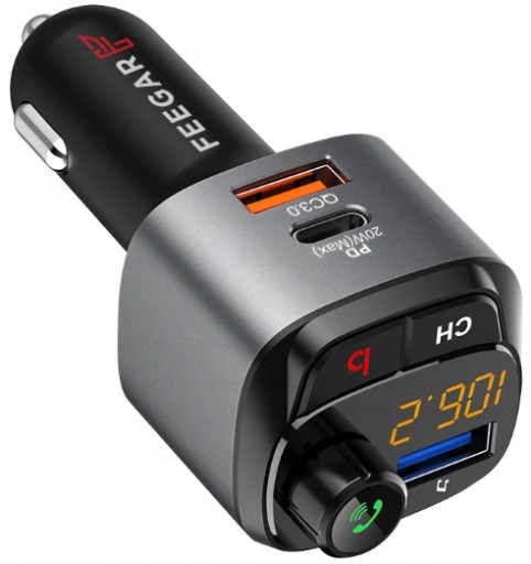 Feegar Q100 Pro Transmiter FM bluetooth QC 3.0 PD 38W Obsługa Pendrive