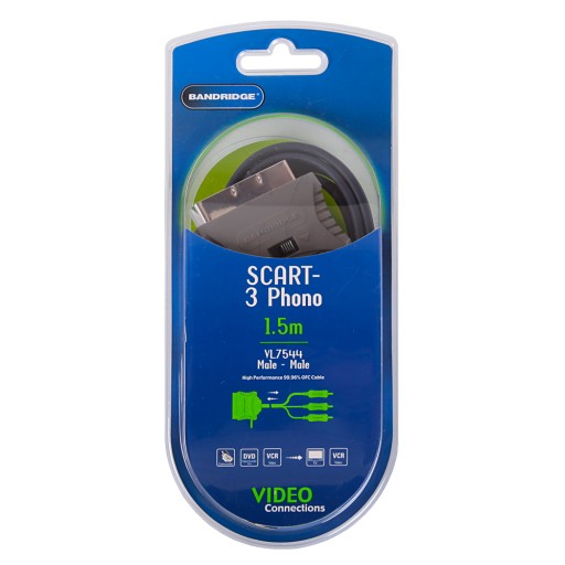 Kabel Video 3 x RCA - 1 x SCART BANDRIDGE 1.5m