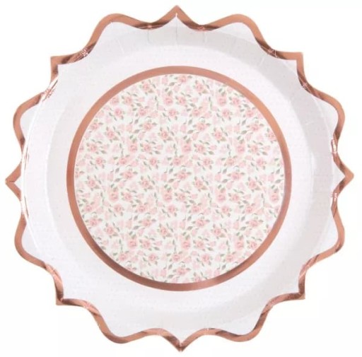 Talerzyki Baletnica białe rose gold 23cm 10szt.