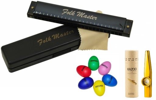 HARMONIJKA USTNA TREMOLOWA + METALOWE KAZOO + EGG