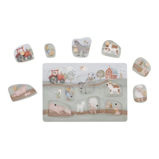 Little Dutch Drewniane puzzle dźwiękowe Little Farm FSC zwierzęta