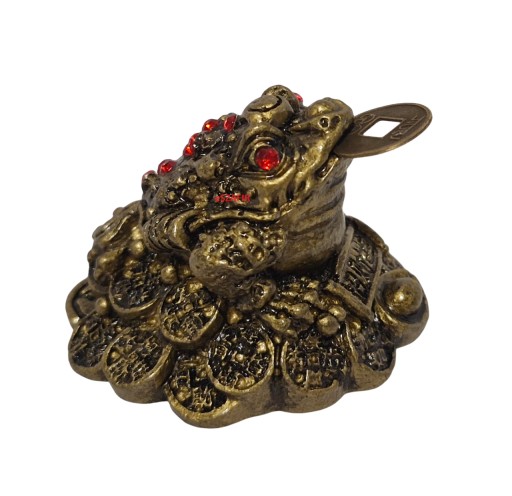 Żaba Z MONETĄ NA SZCZĘŚCIE pieniężna mała figurka Feng Shui 6CM