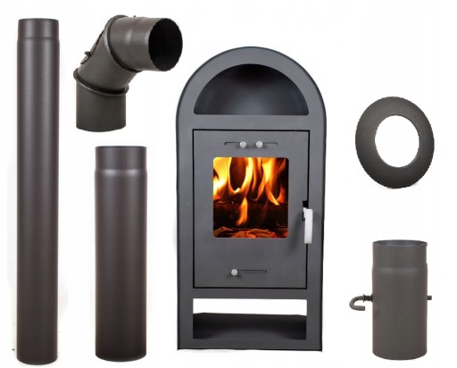 PIEC PIECYK KOMINEK ECO STALOWY NEGRO 7,5KW + AKCESORIA KOMINKOWE ZESTAW