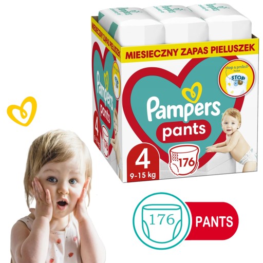 PIELUCHOMAJTKI PAMPERS PANTS 4 zapas pieluszek PANTSY 176 szt.