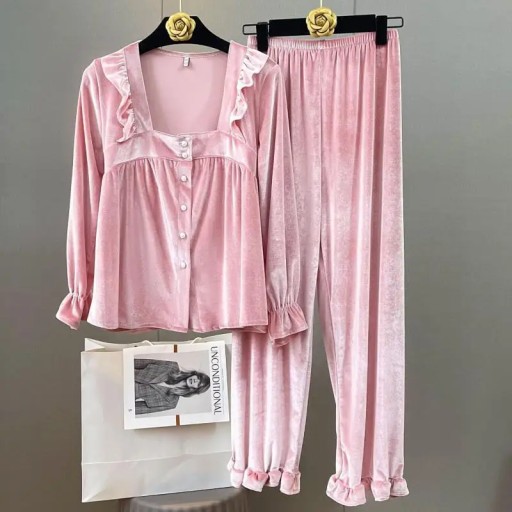 Velvet Women Pajamas Set Lounge Wear Casual Sleepw