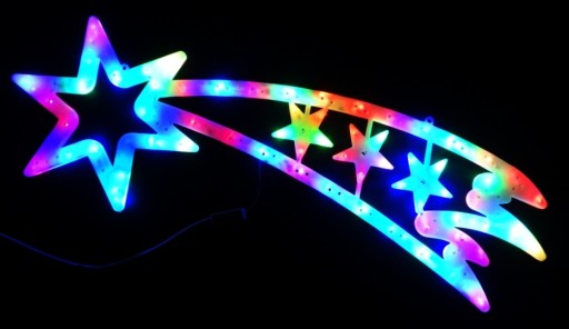 OZDOBA ŚWIĄTECZNA W OKNO KOMETA MULTIKOLOR LED 58 CM