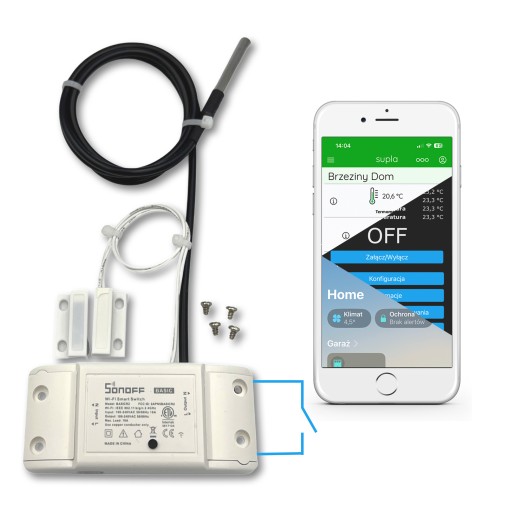 Sonoff Wi-Fi BRAMA Furtka czujnik otwarcia DS18B20