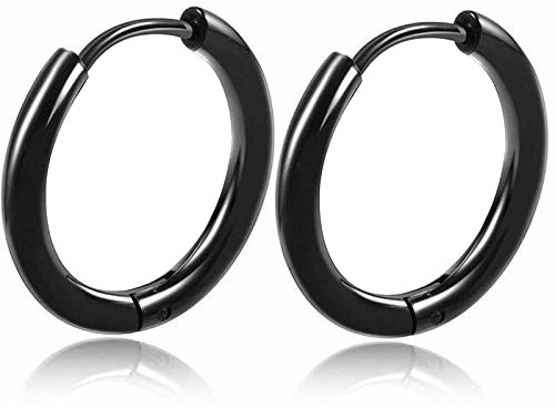 KOLCZYKI CZARNE KÓŁKA 14 mm STAL CHIRURGICZNA