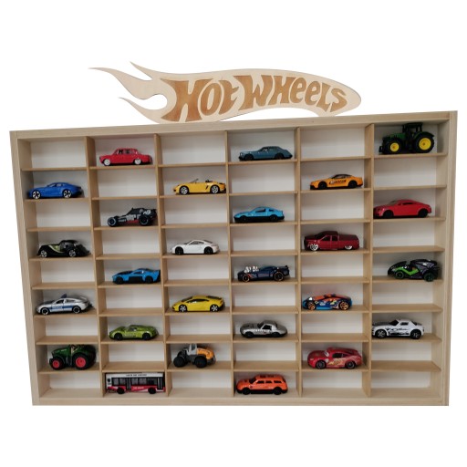 Półka na 54 hot wheels z tabliczka dowolny napis