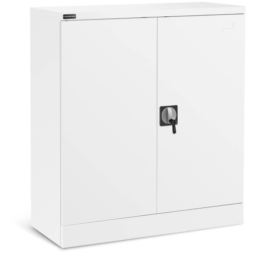 SZAFKA METALOWA - 102 CM - 2 PÓŁKI - BIAŁA