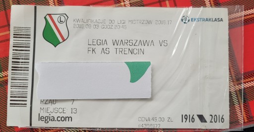 bilet Legia Warszawa - FK AS Trencin