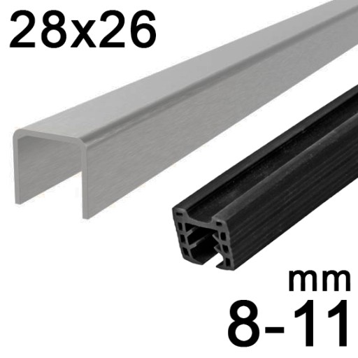 CEOWNIK 28x26 poręcz nakładana na szkło 8 - 11 mm