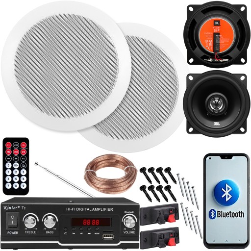 Nagłośnienie Sufitowe JBL do BIURA SKLEPU RESTAURACJI BT USB RADIO FM Pilot