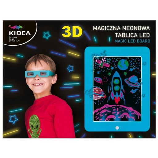 Kidea, magiczna neonowa tablica 3D LED niebieska
