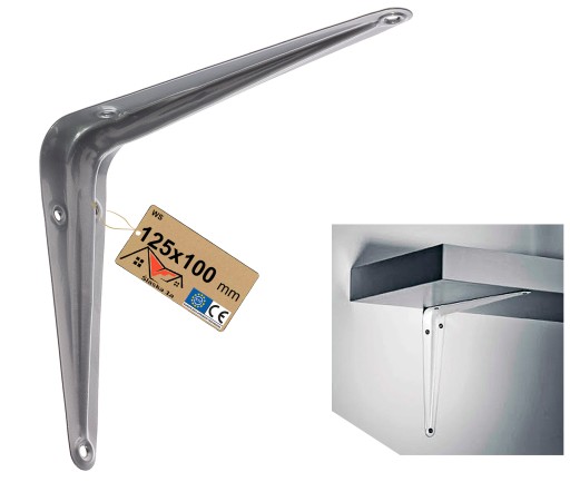 UCHWYT WSPORNIK KĄTOWNIK PODPÓRKA POD PÓŁKĘ PÓŁKI SZARY METALOWY 125x100 MM