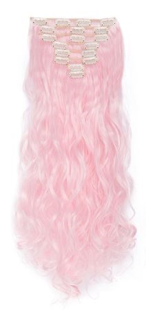 Doczepiane włosy clip in pudrowy róż 65 cm