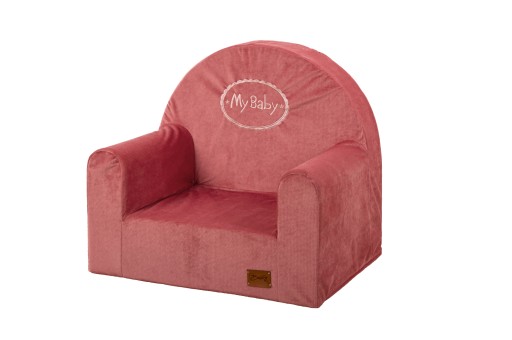 FOTEL DLA DZIECKA-FOTELIK-PUFA Z OPARCIEM my baby velvet -rudy , malinowy