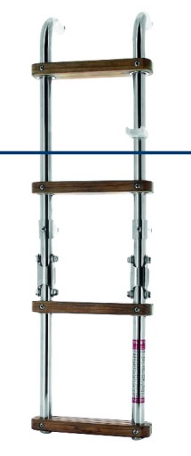 Drabinka składana 4 stopnie teak nierdz lux 760 mm