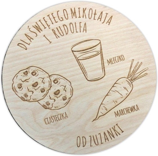 DREWNIANY TALERZYK dla ŚW. MIKOŁAJA OZDOBA + imię