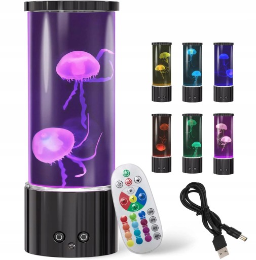 DZIECIĘCA LAMPA MEDUZA Z PILOTEM, LAMPA LAWA MEDUZA Z 17 ZMIANAMI KOLORÓW