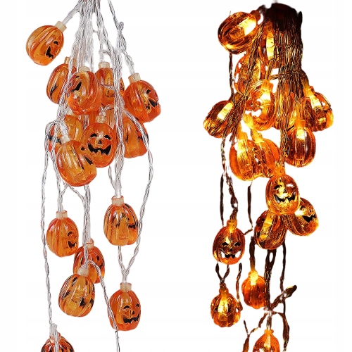 Lampion z dyni Światła Halloween 3m 20 diod LED