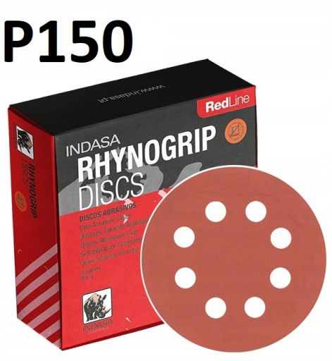 INDASA RED Krążki Ścierne Rzep 125mm 8H P150 10x