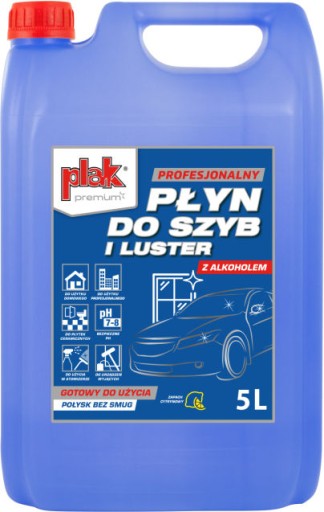PLAK PŁYN DO SZYB I LUSTER Z ALKOHOLEM BEZ SMUG 5L
