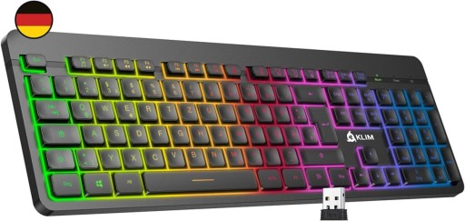 Bezprzewodowa klawiatura membranowa KLIM Light V2 RGB QWERTZ czarna