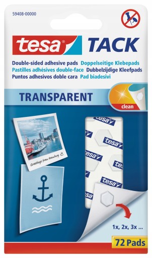 Płatki samoprzylepne tesa TACK przezroczyste 72szt