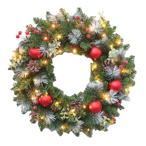 Wieniec bożonarodzeniowy z diodami LED, wisząca girlanda z sosną 40cm