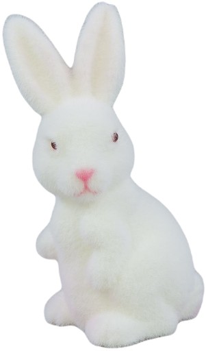BIAŁY ZAJĄC STOJĄCY FLOKOWANY NA WIELKANOC AŻ 19CM
