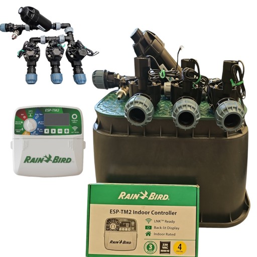 Zestaw Rain Bird HV 3 sekcje Kolektor z filtrem Sterownik TM2 na rurę PE 25