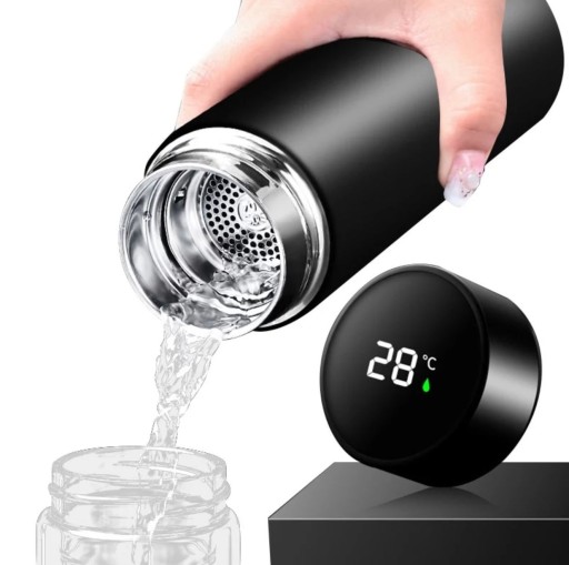 KUBEK TERMICZNY TERMOS SMART LED 500ml CZARNY HIT