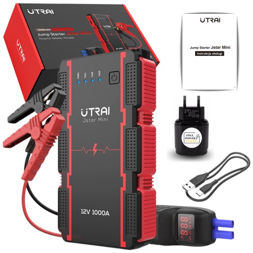 POWER BANK DO ROZRUCHU AUTA SAMOCHODU 12V 1000A KABLE LED Z WYŚWIETLACZEM