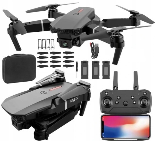 DRON E90 PRO KAMERY 4K WIFI HD ZABAWKA ZAWIS 300m